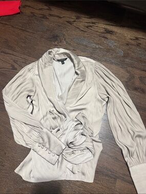 Banana republic Silky Light Beige Wrap Blouse small